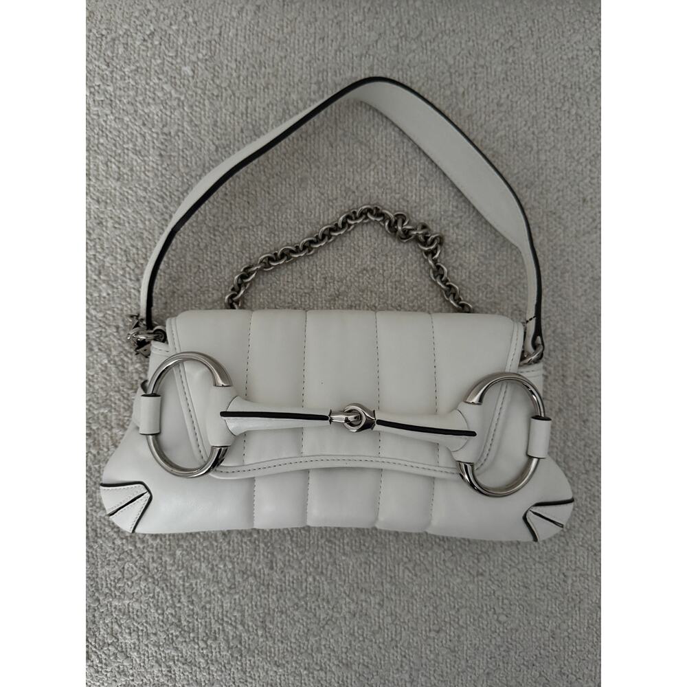 Gucci Small Leather white Horsebit Chain Satchel NWT - Picture 3 of 8